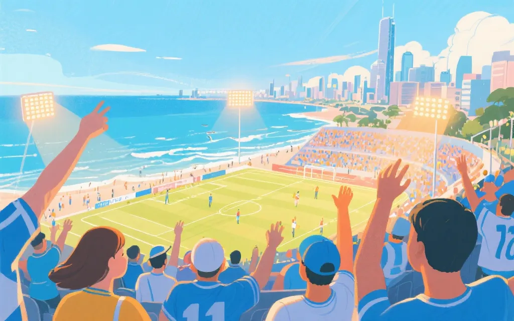 夏季多伦多与温哥华城市与球迷观赛氛围插画风占位图